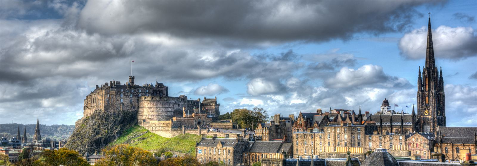 Edinburgh Castle on its rock above the Old Town and Royal Mile skyline, Scotland