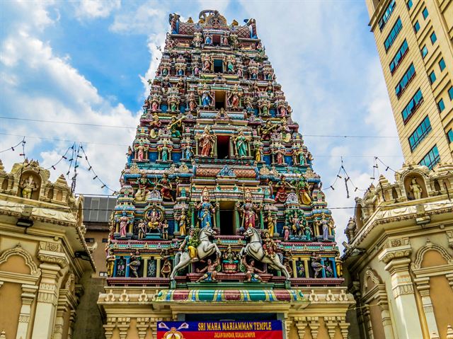 Colorful carved gopuram of Sri Maha Mariamman Temple on Jalan Bandar, Kuala Lumpur