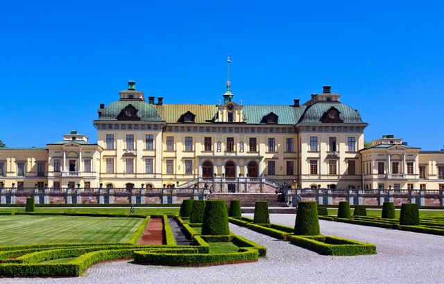 Drottningholm Palace near Stockholm with its formal gardens and hedges